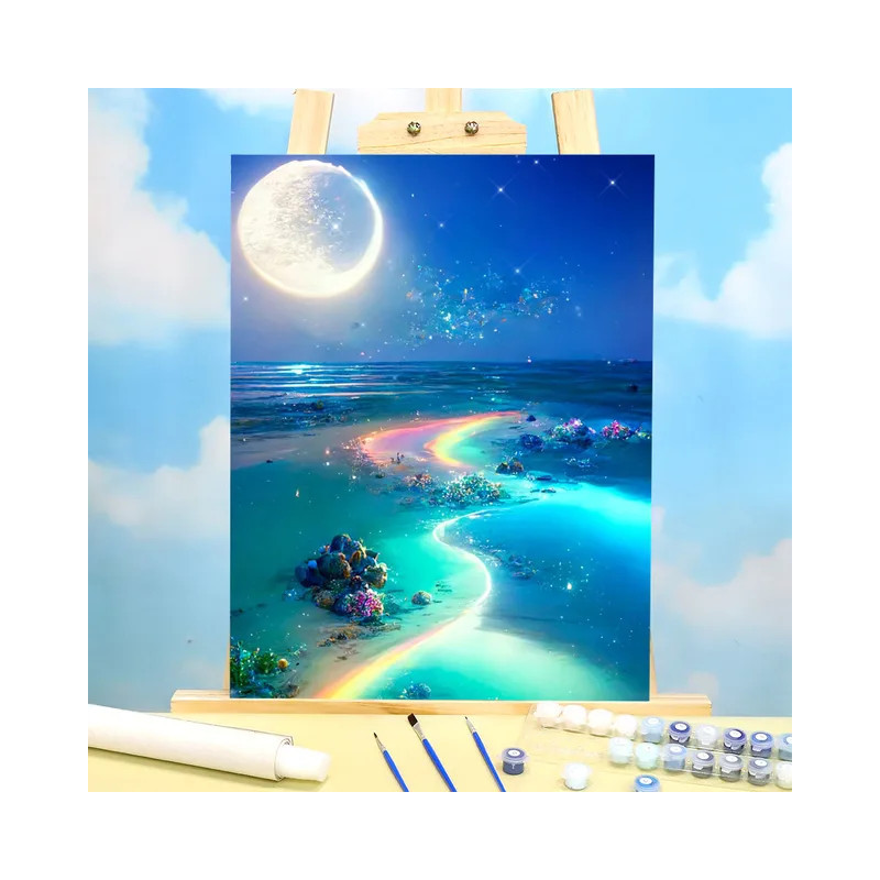 Résultat final de la peinture par numéro Paradis Lunaire Miroitant