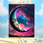 Lune Cosmique & Galaxie Rose Peinture par Numéro Fantaisie