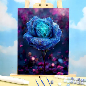Rose Bleue Magique Peinture par Numéro Fantaisie