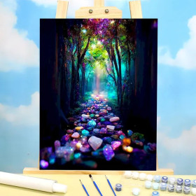 Sentier des Cristaux Enchantés Peinture par Numéro Fantaisie