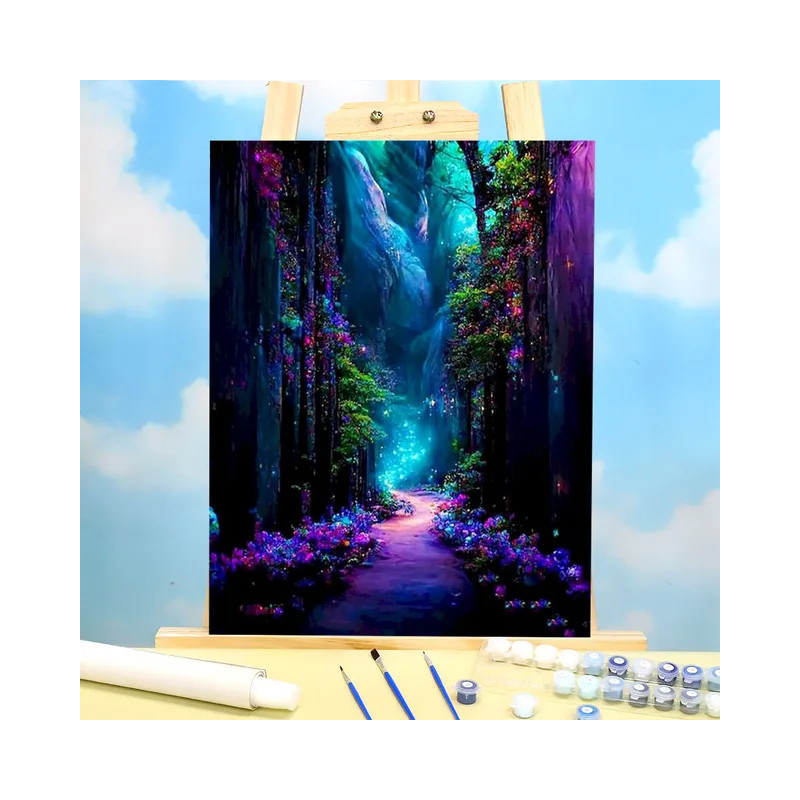 Aperçu final de la peinture par numéros Sentier de la Forêt Féerique