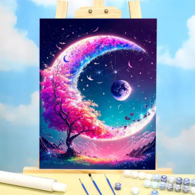 Lune Enchantée & Halo Céleste Peinture par Numéro Fantaisie