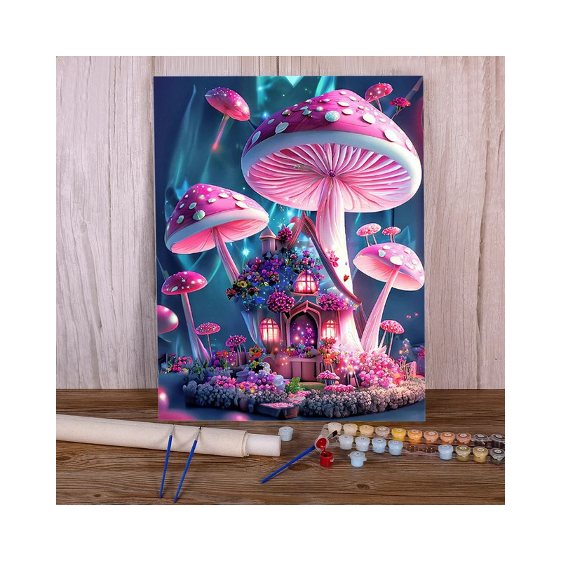 Résultat final attendu pour la peinture Maison Champignon Magique