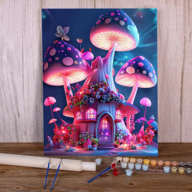 Château Champignons Féerique Peinture par Numéro Fantaisie
