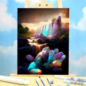 Cascade de Cristal Arc-en-Ciel Peinture par Numéro Fantaisie