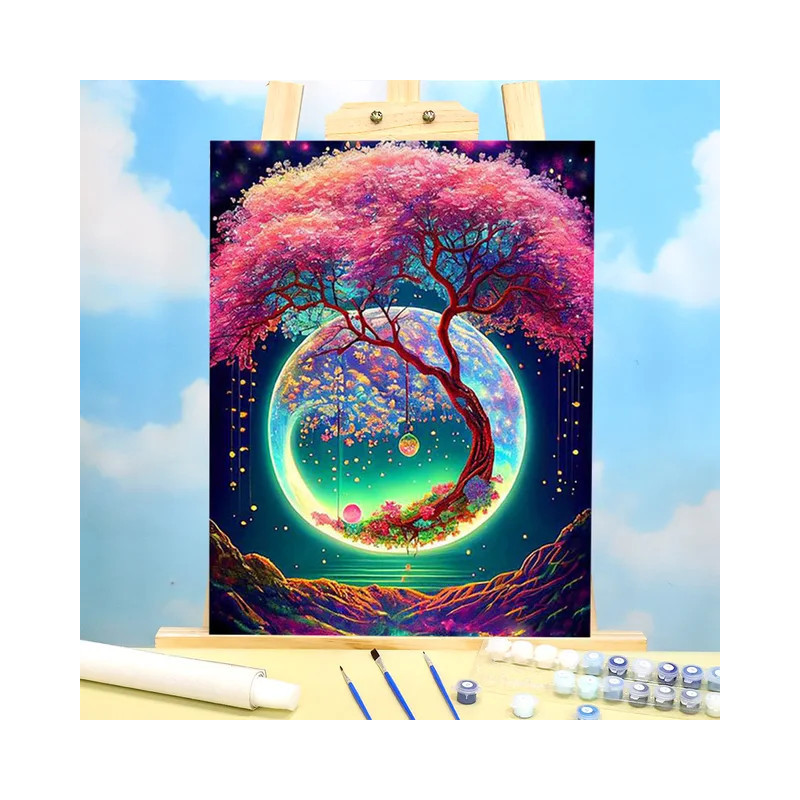 Résultat final attendu pour la peinture Arbre de Vie Cosmique Mystique