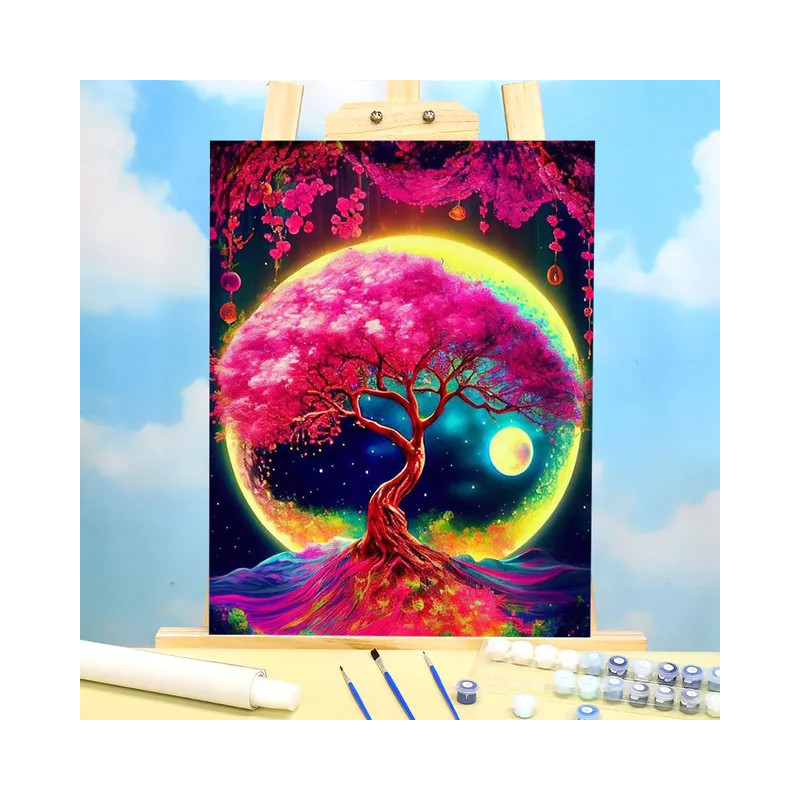 Rendu final attendu pour la peinture Arbre de Vie Lunaire Mystique