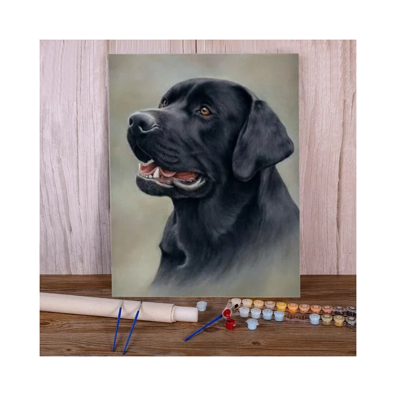 Resultat final du tableau Labrador Noir au Regard Noble