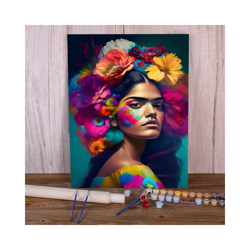 Résultat final de la peinture par numéro Portrait Floral Envoûtant