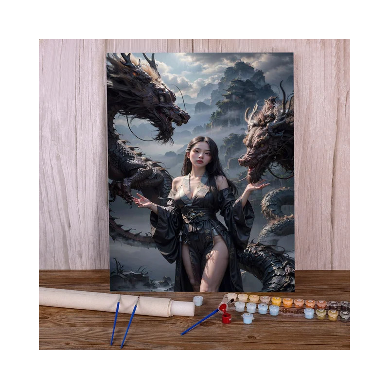 Résultat final de la peinture par numéro Maîtresse des Dragons