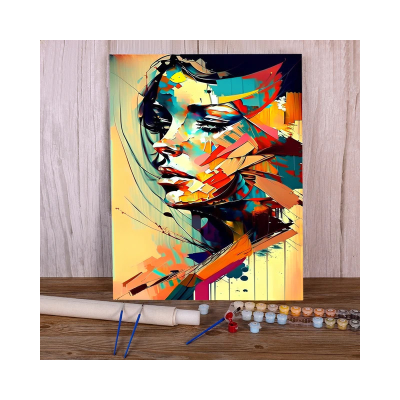 Résultat final de la peinture par numéro Portrait Géométrique Pop Art