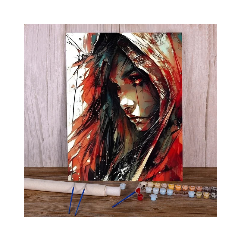 Résultat final de la peinture par numéro Portrait Abstrait Flamboyant