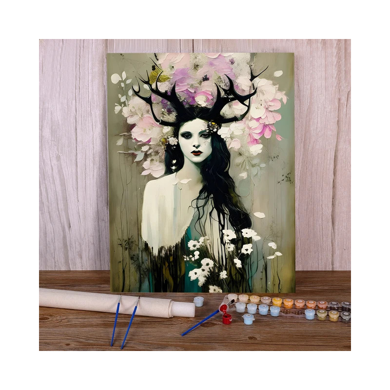 Résultat final de la peinture par numéro Muse aux Ramures