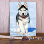 Kit de peinture par numero - Husky en Balade Hivernale