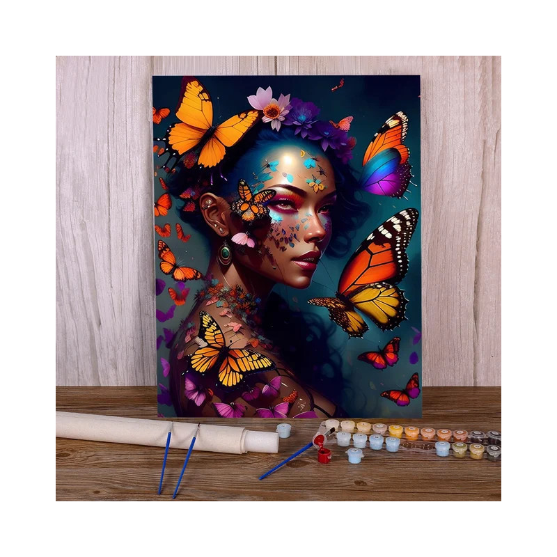 Résultat final de la peinture par numéro Nymphe aux Papillons