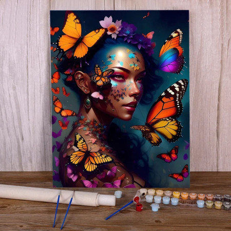 Nymphe aux Papillons Peinture par Numéro Femmes