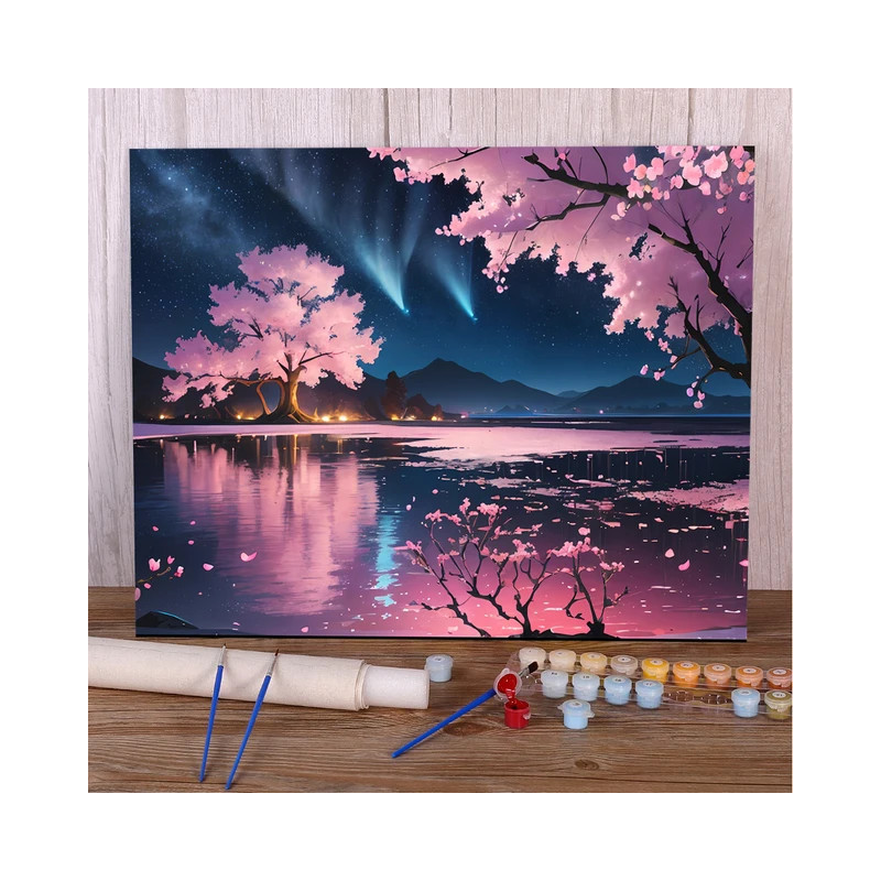 Résultat final attendu pour la peinture Sakura Nuit Étoilée