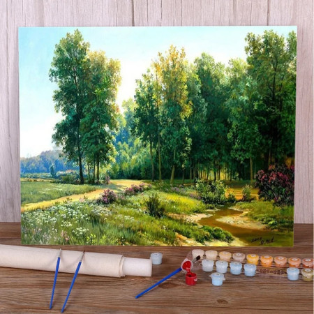 Clairière Enchantée et Sentier Fleuri Peinture par Numéro Paysages