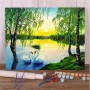 Duo de Cygnes au Coucher du Soleil Peinture par Numéro Paysages