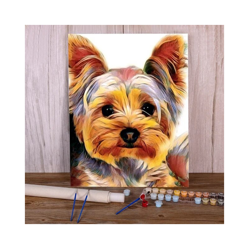 Resultat final du tableau Yorkshire Terrier au Regard Doux