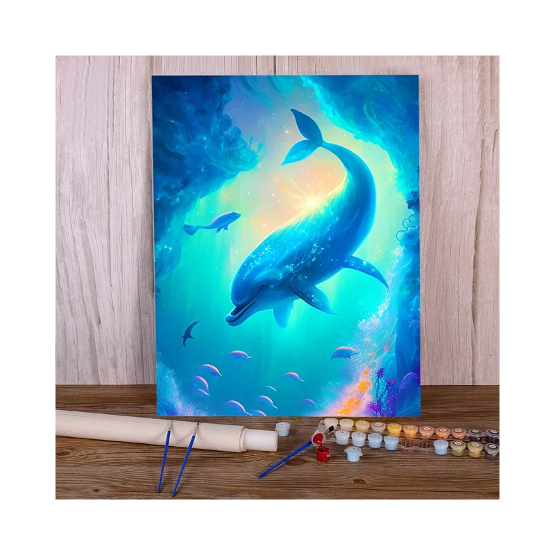 Resultat final du tableau Dauphins Océan Fantastique Toile Artistique