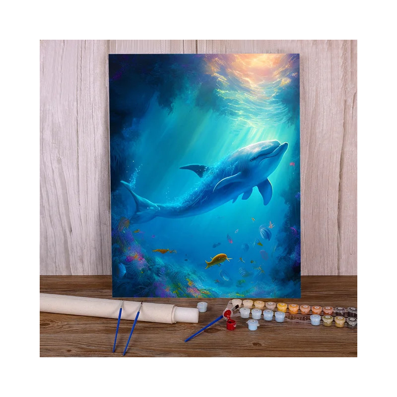 Resultat final du tableau Dauphins Galaxie Sous-Marine Toile Magique