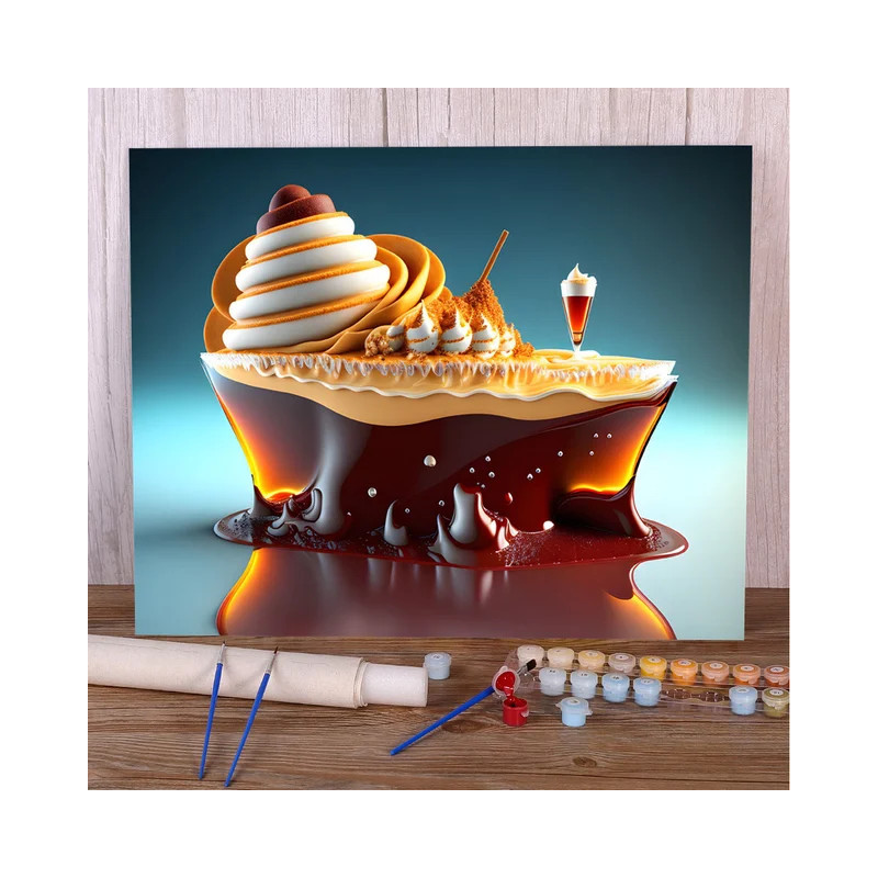 Résultat final de la peinture par numéro barque gourmandise chocolat