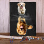 Golden Retriever : Chiot et son Reflet Majestueux Peinture Par Numéros Chiens