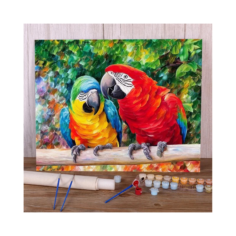 Resultat final du tableau Aras Colorés de la Jungle