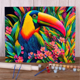 Toucan Arc-en-Ciel Tropical Peinture Par Numéro Oiseaux