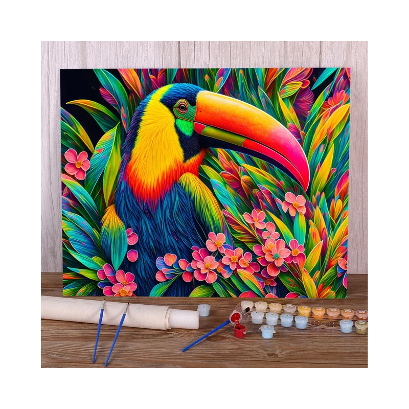 Résultat final de la peinture par numéro Toucan Arc-en-Ciel
