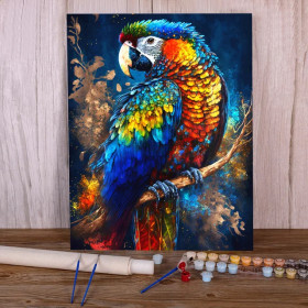 Ara Cosmique : Galaxie Lointaine Peinture Par Numéro Oiseaux