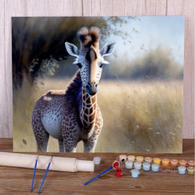 Girafe des Savanes Majesté Tachetée Faune Sauvage Peinture par Numéro Enfants