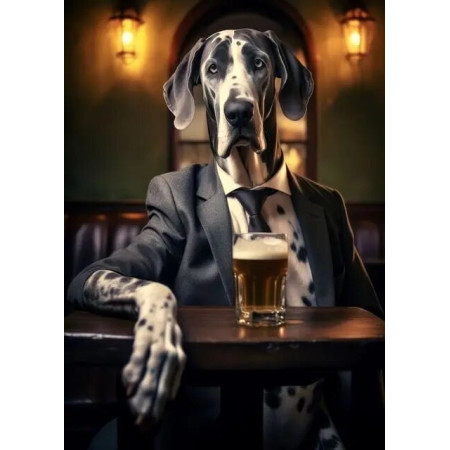 Danois Élégant au Bar : Portrait Humour Peinture Par Numéros Chiens