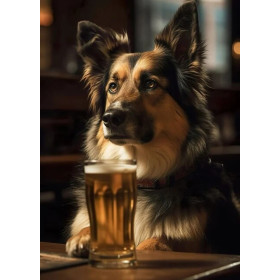 Berger Allemand au Pub : Portrait Humour Peinture Par Numéros Chiens