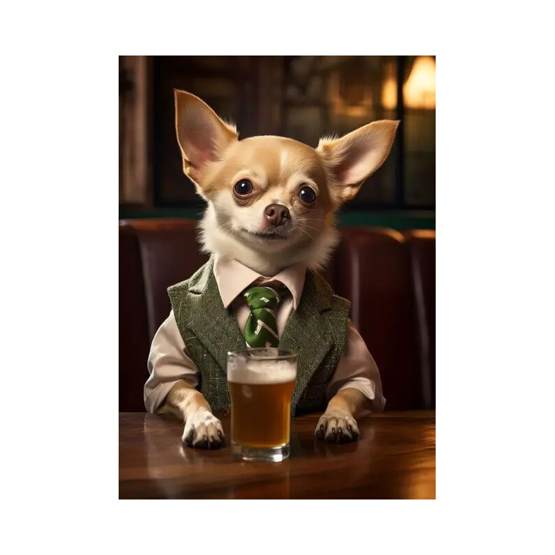 Résultat final du tableau Chihuahua Gentleman au bar.