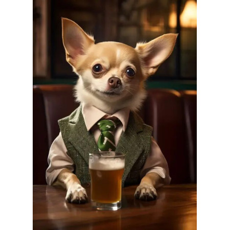 Chihuahua Gentleman au Bar : Style et Humour Peinture Par Numéros Chiens