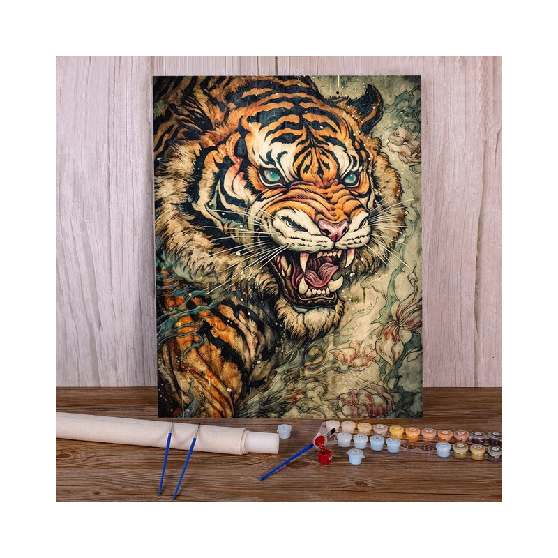 Resultat final du tableau Le Rugissement du Tigre au Style Illustratif