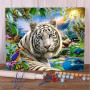 Le Tigre Blanc de l'Oasis Secrète Peinture par Numéro Lion et Tigre