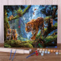 Kit de peinture par numero - Famille de Tigres au Cœur de la Jungle Tropicale