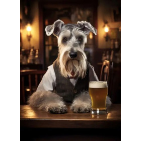Schnauzer Gentleman au Comptoir Peinture Par Numéros Chiens