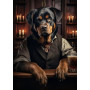 Rottweiler Gentleman au Pub : Portrait de Caractère Peinture Par Numéros Chiens