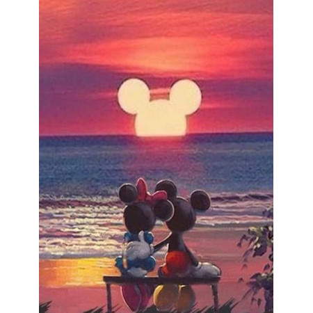 Mickey et Minnie Coucher de Soleil Magique Peinture par Numéro Saint-Valentin