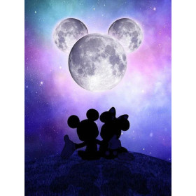 Mickey et Minnie sous la Lune Galactique Peinture par Numéro Disney
