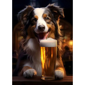Border Collie Joyeux au Bar Peinture Par Numéros Chiens