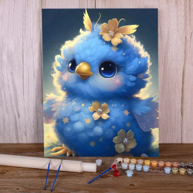 Azurou le Poussin Bleu Céleste Peinture par Numéro Enfants