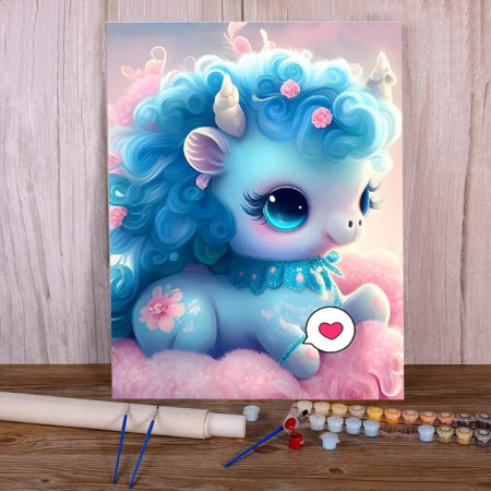 Nuâge la Licorne Kawaii des Nuages Peinture par Numéro Enfants