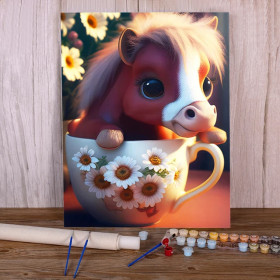 Cheval Peluche Mug Marguerites Fleurs Peinture par Numéro Enfants