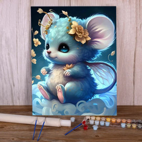 Adorable souris bleue féerique Peinture par Numéro Enfants