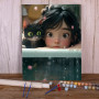Enfant chat compagnons neige hiver Peinture par Numéro Enfants
